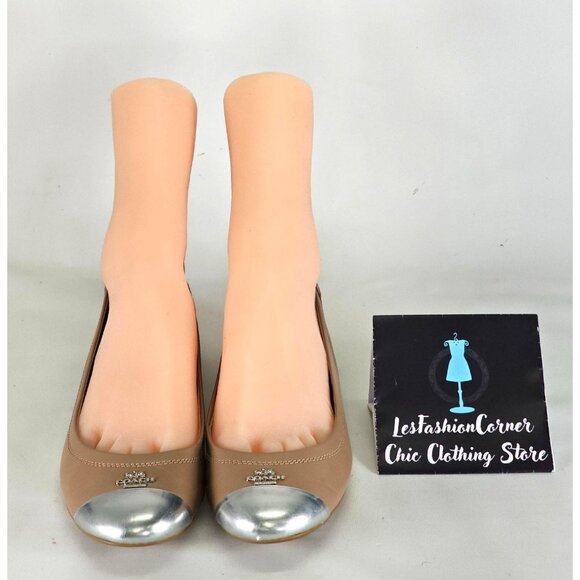 Coach Chelsea Women's Caramel Leather Ballet Flats With Silver Cap Toe Sz 8B 273 - Picture 11 of 16